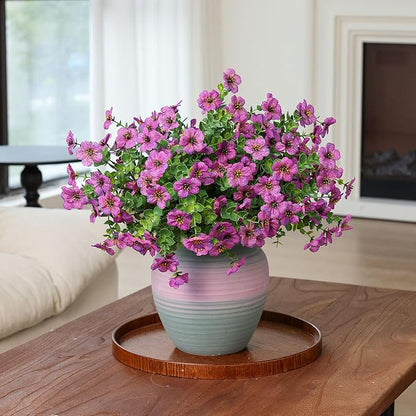 mizii Artificial Flowers for Outdoors 20 Bundles Realistic Faux Silk Flower UV Resistant Fake Plants Outside Decorations for Patio Garden Balcony Yard Porch Summer Indoor Home Decor (Purple)