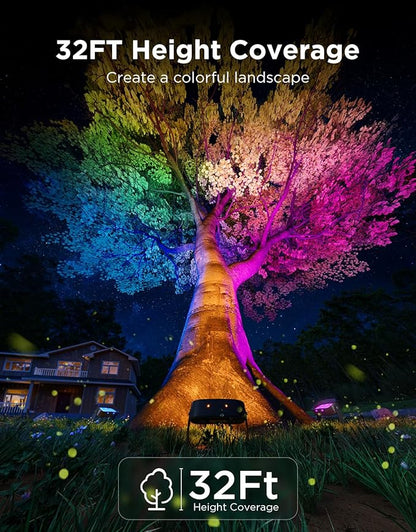 Govee Outdoor Tree Lights 3-Pack, RGBWIC LED Landscape Lighting, IP67 Waterproof, Outdoor Lights for Yard Patio Garden, 66 Scene Modes with App Control, Works with Alexa, Google Assistant, Matter
