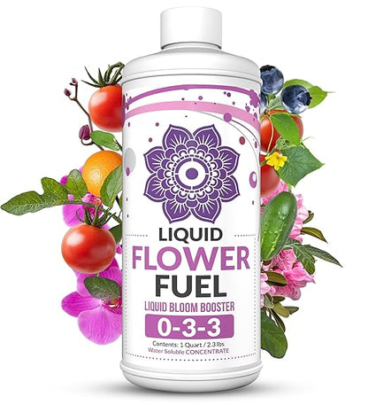 Liquid Flower Fuel 0-3-3 - Bloom Booster Fertilizer for Fruiting and Flowering Plants - Better Yield and Larger Flowers - Concentrated Potassium and Phosphorus - Quart (32oz)