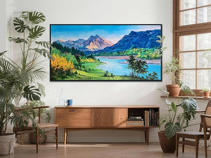 Anolyfi Black Framed Large Mountain Canvas Wall Decor, Forest Landscape Wall Art, Framed Wall Art Prints Painting for Living Room Hallway Bedroom Dining Room Office Home, 58"x29"