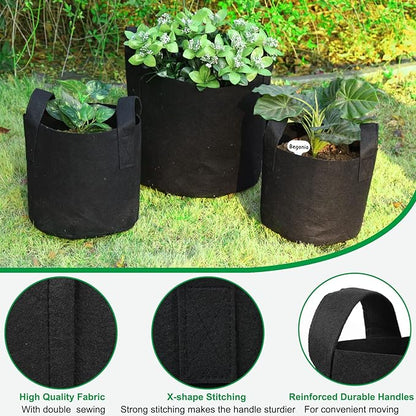 JERIA 12-Pack 20 Gallon, Vegetable/Flower/Plant Grow Bags, Aeration Fabric Pots with Handles (Black), Come with 12 Pcs Plant Labels