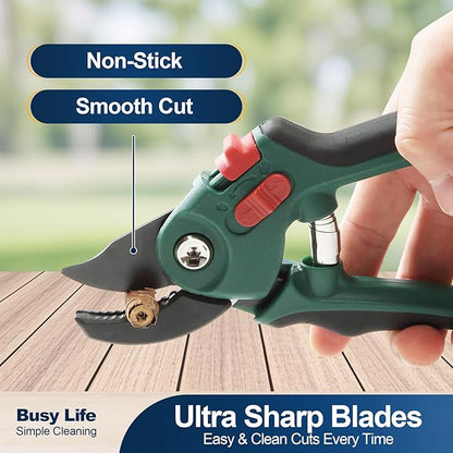 Yocada Garden Pruning Shears 2 Pack Garden Clippers Steel Shears Scissors for Gardening Sharp Handheld Heavy Duty Hedge Plant Branch Clippers Scissors Pruners Tools