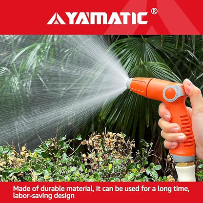 YAMATIC Garden Hose Nozzle with High Pressure Jet, Water Spray Nozzle with Thumb Control On Off Valve for Watering Garden, Washing Cars, and Showering Pets - ABS Comfortable Anti-slip Grip, 2PCS