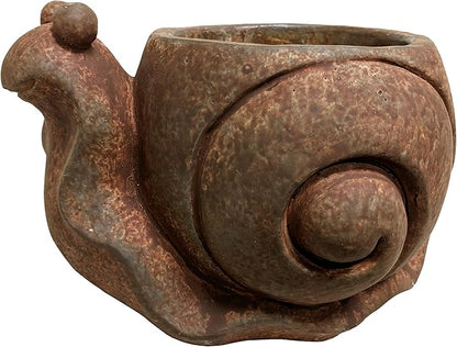 Classic Home and Garden Cement Buddies Animal Planter - Cute Desk Decoration - UV Coated Animal Vase w/Drain Plug - Succulent Plant Pot for Indoor/Outdoor Use (Snail Planter, Rust, Large)