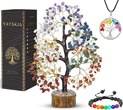 YATSKIA 7 Chakra Tree of Life - Crystal and Stones - Spiritual Decor - Chakra Crystal Tree for Positive Energy - Meditation Gift for Women