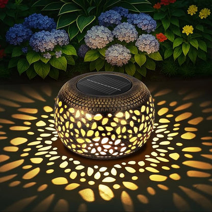 Solar Lantern Outdoor Patio Decor: Solar Lanterns Outdoor Waterproof Hollow Out Retro Metal Solar Powered, Outside Yard Porch Garden Balcony Desk Bedroom Indoor Tabletop Decorations 2 Lighting Colors