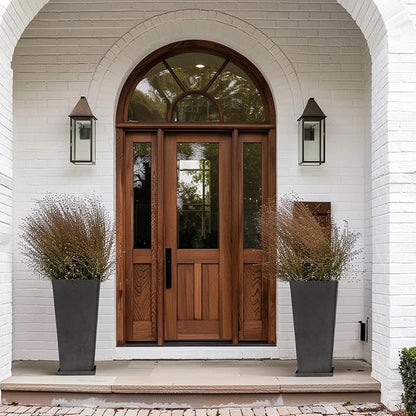LA Jolie Muse 30 Inch Tall Planters for Outdoor Plants, 2 Sets Concrete Grey, Tall Large Planters for Front Door, Patio and Deck