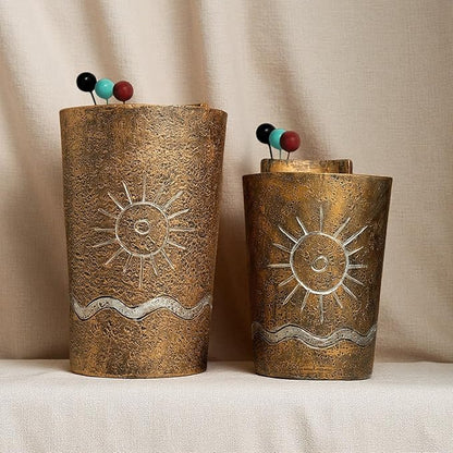 Picasso Abstract Face Flower Pot,Plant Pot with Facial Expressions,Handmade Resin Plant Pot with Drainage Holes,for Indoor and Outdoor Botanical Home décor (Brown Small)