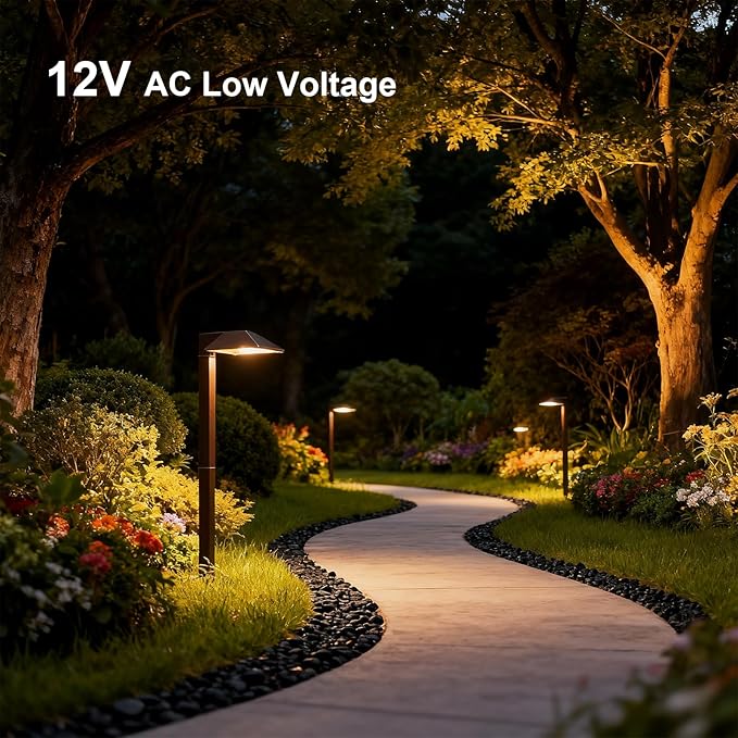 GOODSMANN Low Voltage Landscape Path Lights 0.6W LED Sidewalk Landscape Lighting 22 Lumen Outdoor Electric Walkway & Pathway Lights Wired Bronze Finish 3100K Warm White with Cable Connectors