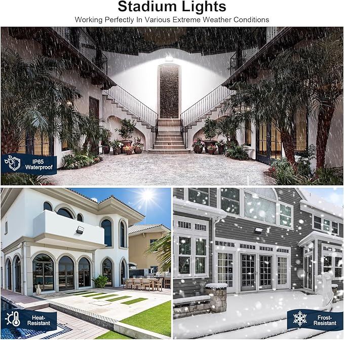 LED 240 Watt Stadium Lights Fixture, Outdoor Super Bright 36000 Lumen Stadium Flood Light, 5000K 120° Wider Lighting Angle Yoke Mount Commercial Arena Lights 110Volt-277Volt (3 Pack)