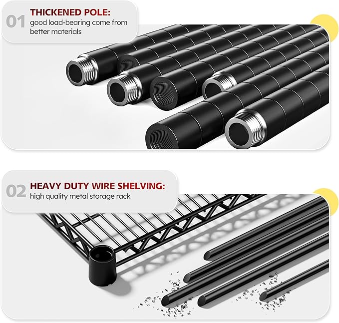 REIBII 55.5''W Storage Shelves 2500LBS Wire Shelving Unit with Wheels Heavy Duty Metal Shelves for Storage Adjustable Garage Storage Rack Pantry Shelf Kitchen Shelving, 75.6" H X 55.5''W X 24" D, 3PCS