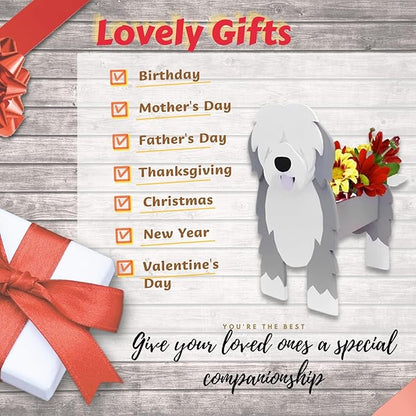 English Shepherd Dog Planter Plant Pots,Cute Dog Flower Planter,Gifts for Pet Lovers,Unique Animal Plant Pots,Office,Indoor Outdoor Garden Decor(9.45 * 6.38 * 13.39in)