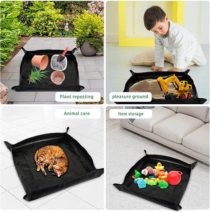 39.4" x 39.4" Large Plant Repotting Mat for Indoor Plants, Portable and Foldable Gardening mat, Waterproof Transplanting Potting Mat in Garden Outdoor