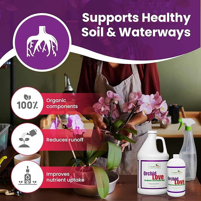 Orchid Love Orchid Fertilizer by GS Plant Foods - Liquid Fertilizer (1 Gallon) - Food and Nutrient Source Suitable for All Species and Types – Provides Nutritional Benefit to Orchids