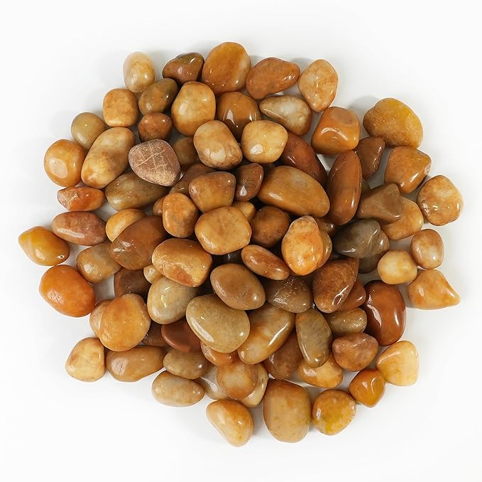 StoneCreek 12 LBS River Rocks, Large Size, Decorative Garden Stones for Plant Landscaping, Polished Gravel Filler Pebbles for Home Decoration, Vases, Succulents(Pale Yellow Pebbles)