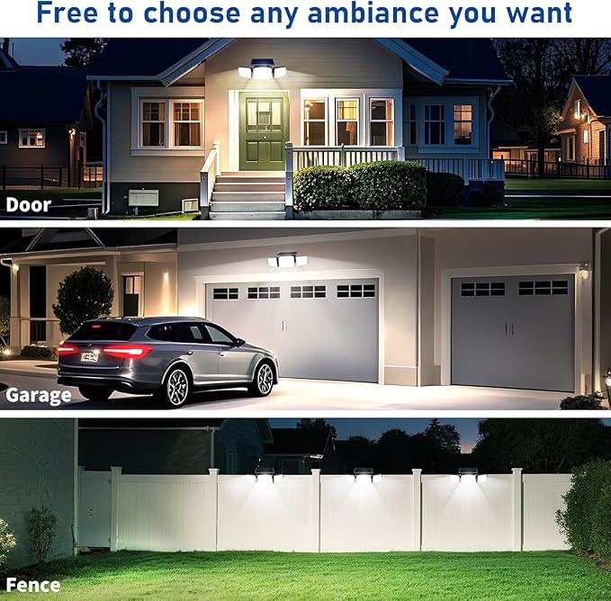 Solar Security Light Outdoor Super Bright LED w/Remote Control, Radar Motion Sensor Flood Light, 3 Heads 270° Wide Angle, IP65 Waterproof, 3 Modes (3 Packs)