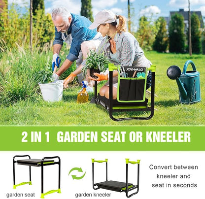 joyhalo 10.8 inch Wider Foldable Garden Kneeler and Seat Heavy Duty, Gardening Stool with Extra-Thick Kneeling Pad, Garden Bench for Kneeling and Sitting, Gardening Gifts for Women