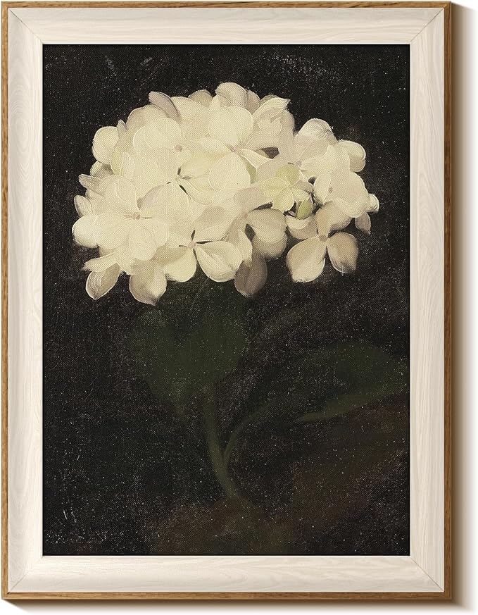 InSimSea Framed Canvas Wall Art Decoration Canvas Wall Art Room Decor, White Hydrangea Oil Painting Canvas Prints, Bedroom Bathroom Wall Pictures Flower Artwork Office Floral Wall Decor 12x16In