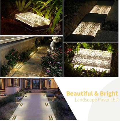 Solar Paver Outdoor Lights, 6x9 Recessed Brick Light, Heavy Duty IP67 Waterproof LED, Landscape Lighting for Ground, Pool, Garden, Driveway (Warm White, 1Pack)
