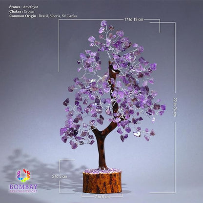 Amethyst Crystal of Life with Silver Wire, Feng Shui Gemstone Bonsai Chakra Tree for Healingof Life Decor, Spiritual Crystal Gifts for Women and Men, Moneyfor Meditation and Reiki
