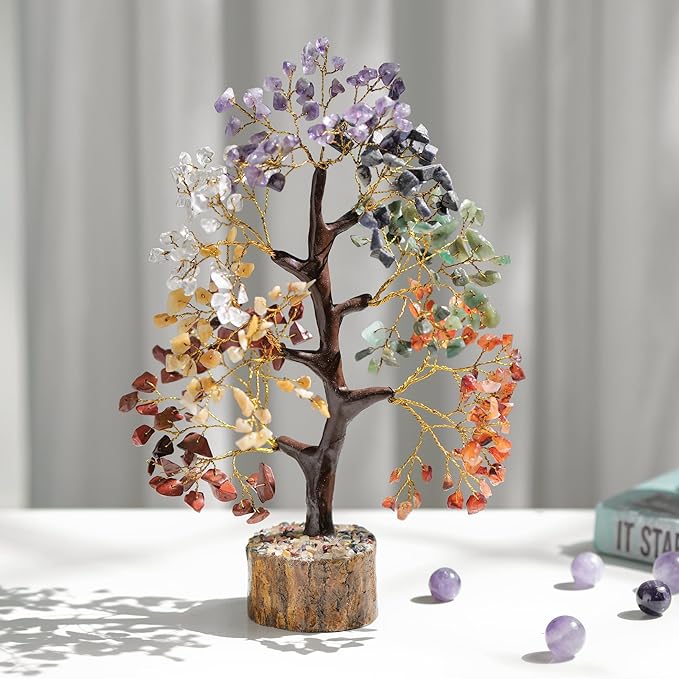 FASHIONZAADI 7 Chakra Healing Crystal Tree, Crystal Tree of Life for Home Decor, Office Desk Decor, Handmade Bonsai Trees for Positive Energy, Money, Good Luck Birthday Gifts for Women, Mom