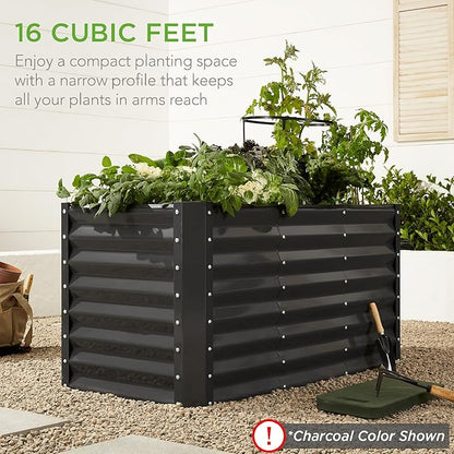 Best Choice Products 4x2x2ft Outdoor Metal Raised Garden Bed, Deep Root Planter Box for Vegetables, Flowers, Herbs w/ 119 Gallon Capacity - Taupe