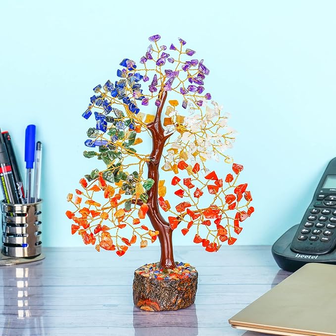 FASHIONZAADI 7 Chakra Tree of Life, Unique Reiki Gifts for Women, Gemstone Easter, Office Decor, Crystals and Stones - Meditation Feng Shui Decor,