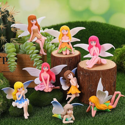 Miniature Fairy Figurines, 12 Pcs Hand-Painted Small Flower Fairies with Wings for Garden Decor, Cake Topper & Landscapes