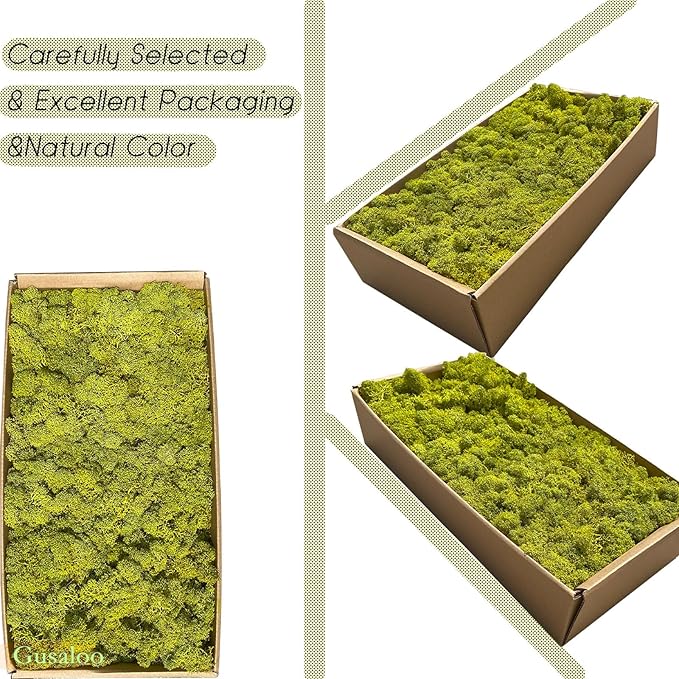 Preserved 1.1lb Moss Artificial Moss Natural Fresh Green Moss for Craft Handicraft Arts Floral Project Wall Decor Table Decor Wedding Centerpieces Garden Terrariums Decoration