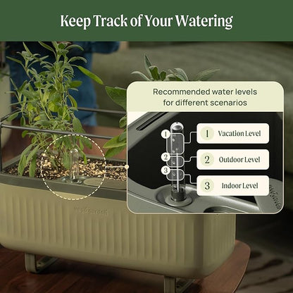 Vego garden Herb Indoor Plant Box, Self Watering Planters Pots for Indoor Plants with Trellis for Kitchen Window Sill or Countertop Plants Cage - Sage Green