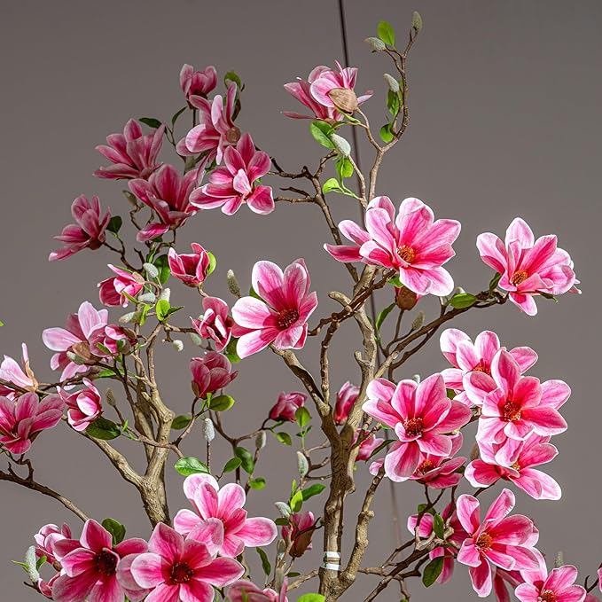 Tall Fake Magnolia Flower Tree Artificial Trees Cherry Blossom Floor plantas Indoor Outdoor Realistic for Home Living Room Office Porch Outside Patio arboles para decoracion Housewarming Gift
