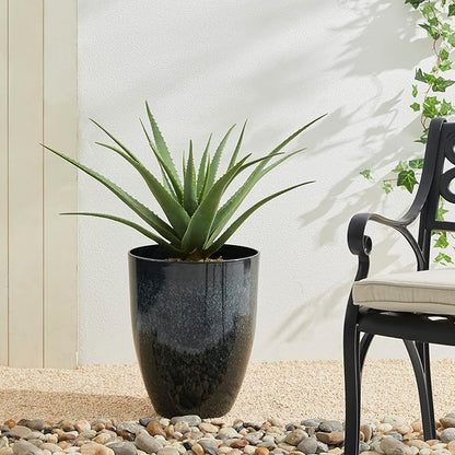 Glitzhome Large Planters for Outdoor Plants, Tall Outdoor Planter with Drainage Holes, Large Faux Ceramic Tall Flower Pots,Oversized Planters for Front Porch,Garden,Patio and Deck,16.75''H,Set of 2
