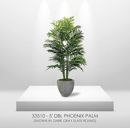 Cypress & Alabaster 5ft Artificial Phoenix Palm Plant, Handmade Designer Tree, Hypoallergenic, 5-Foot, Green