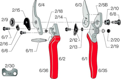 Felco F6 Pruning Shears – 7.7" Swiss-Made Garden Clippers for Medium Hands | Hand Pruners for Gardening | Garden Tool Cutter with Precision Bypass Blade, Forged Aluminum Handles, Replaceable Parts
