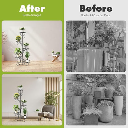 5 Tier Plant Stand Indoor, Corner Tiered Plant Stands, Metal Tall Plant Display Holder Shelf Flower Rack Outdoor Garden Plant Display Rack, Flower Pot Stand for Corner Living Room Balcony Garden Patio (5 Tier)