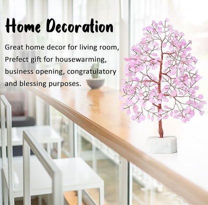 Rose Quartz Crystal Tree Gemstone Tree of Life Quartz Base Chakra Bonsai Tree for Room, Office & Bedroom Decor Spiritual Gift Meditation Birthday Gift for Women Mom her Sister Housewarming Gifts Home
