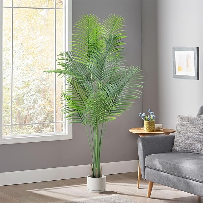 ANTING 7FT 1Pack Areca Palm Artificial Plants - Large Fake Plant for Home Decor - Tall Silk Plants Indoor - Lifelike Greenery for Any Room Decor