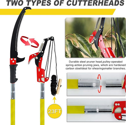 Manual pole saw,Tree Trimmer, Pole Pruning Saw, Pole Saws for Tree Trimming, Gardening Tools Pruner Hand Pole Saw For Yard(Yellow 26FT)