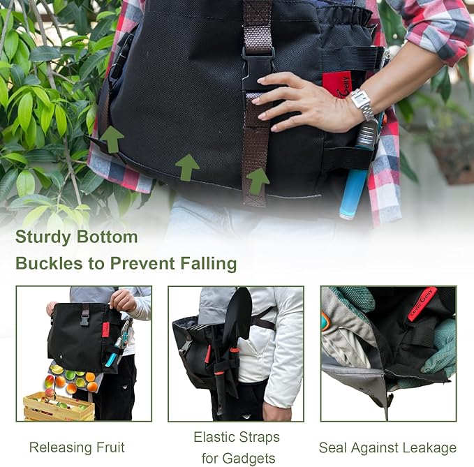 Gardening Apron Waterproof Cross Back Apron, Extra 600D Heavy Duty Apron Harvest and Large Quick Release Pockets