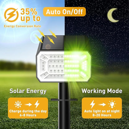 Solar Color Changing Spot Lights Outdoor Waterproof IP65, [4 Pack/32 LED/7 Modes] 2-in-1 Landscape Spotlights, Auto On/Off High Lumens Solar Spot Lights for Outside Yard Garden Pathway Walkway