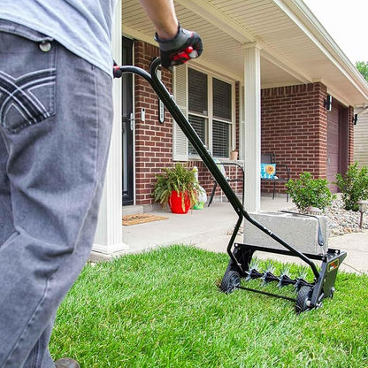 Brinly 20" Premium Push Spike Aerator with 3D Galvanized Steel Tines and Weight Tray