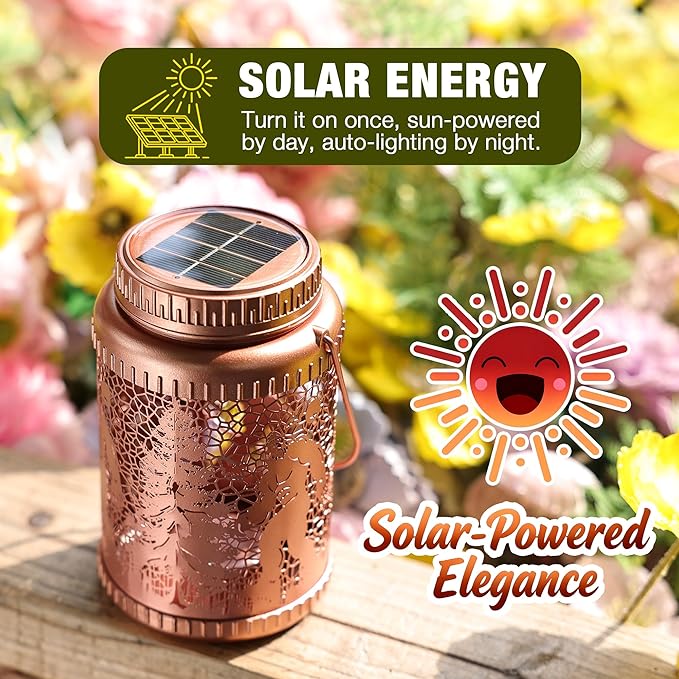 Cooo 6 Pack Solar Lanterns Outdoor Waterproof Bigfoot Sasquatch Christmas Trees Solar Pathway Lights Landscape Path Christmas Gifts for Women Mom Grandma Outdoor Table Lamp Garden Yard Decor-Rose Gold