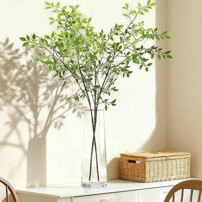 43.3 Inch Green Nandian Fake Plants 2 Pcs Greenery Stems for Vase Decor, Artificial Plants Faux Branches for Vase Filler Fake Leaves Office Home Decor