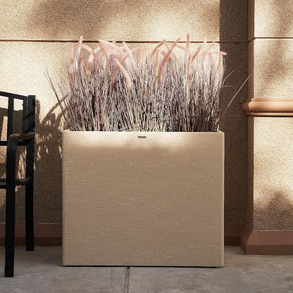 Tall Rectangular Composite ConcretePlanter（30Lx12Wx25H，66 Pounds）,Durable All-Weather Use with Drainage Holes,Large Rectangular Planter for Outdoor Indoor Plants