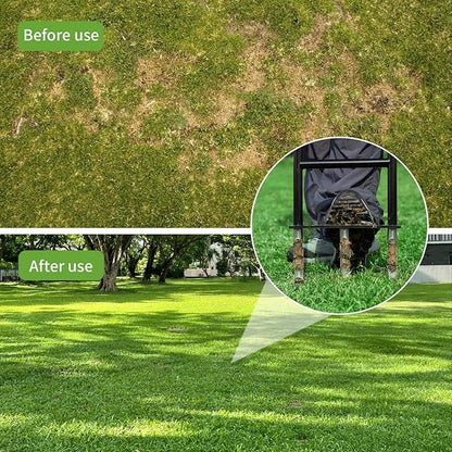 Heavy Duty Manual Lawn & Grass Aerator Tool - One-Piece Frame & Non-Clogging Semi-Open Plugs for Durable, Effortless Aeration, 1 Pack