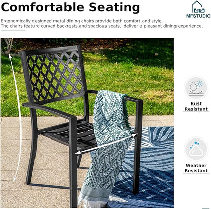 MFSTUDIO Outdoor Dining Set for 6, Metal Patio Table and Chairs Set, 7 Piece Outdoor Patio Furniture Dining Set with Umbrella Hole