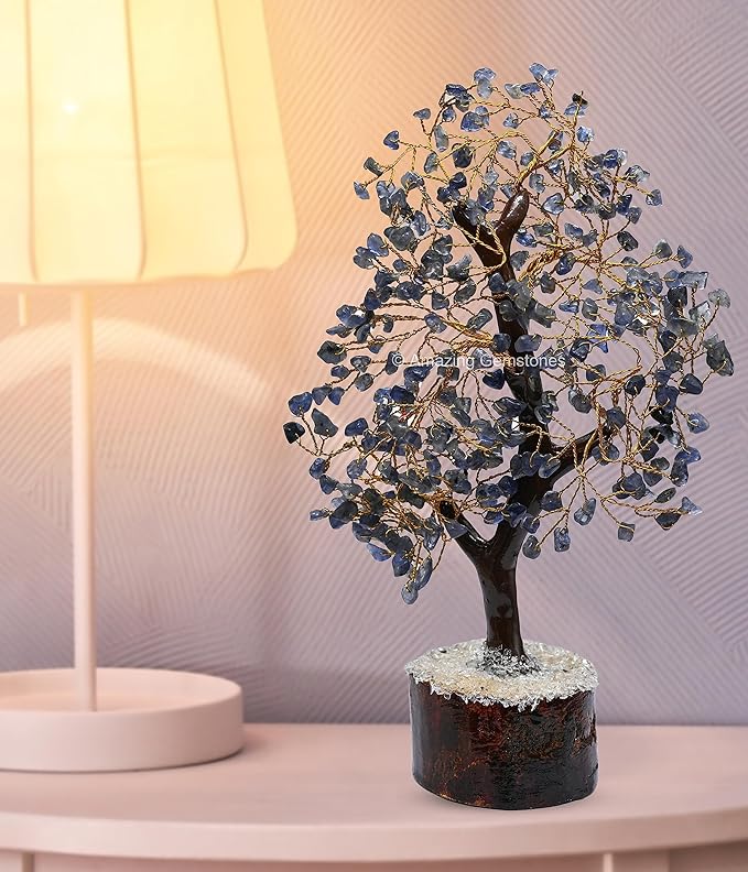 Iolite Natural Healing Premium Crystal Bonsai Feng Shui Fortune Money Tree of Life for Home Office Decor (Gift Box Ready,10-12 Inch)