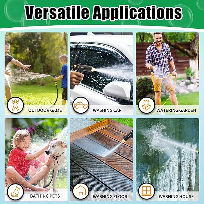 AUTOMAN Garden Hose Nozzle Sprayer, Heavy Duty Water Hose Nozzle, High Pressure Spray Nozzles, Adjustable Nozzle for hose Outddor, Washing Car, Cleaning Ground, Watering Plants