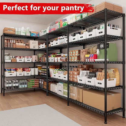 5 Tier Storage Shelves Metal Shelving Unit Load 1500LBS,Adjustable Wire Shelving Pantry Shelves for Storage,Kitchen Shelves Storage Rack for Commercial Garage Shelving Heavy Duty,61.7"W*72.4"H*15.8"D