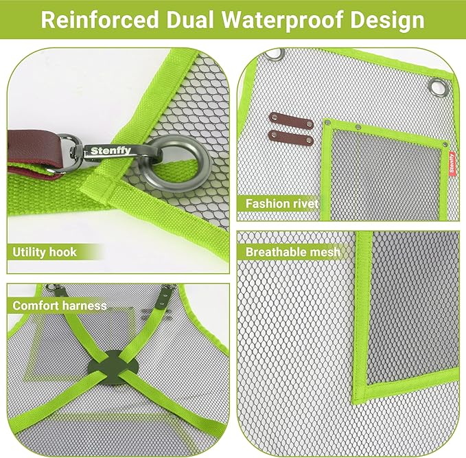 Waterproof Work Apron for Chefs, Hair Stylists, Artists, Gardeners, Adjustable, Multi-Pockets, TPU Mesh Fabric, Plus Size
